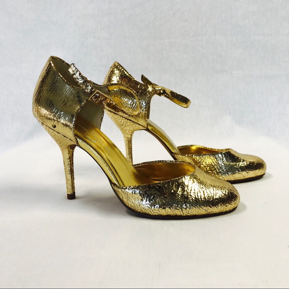 Jessica Simpson gold heels pumps